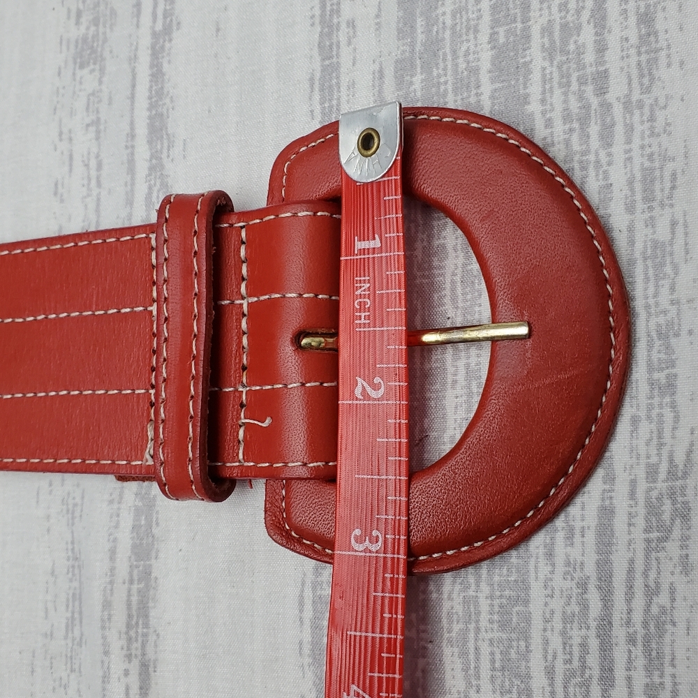 Charter Club Belt Genuine English Saddle Hide Leather in Red - Picture 12 of 13